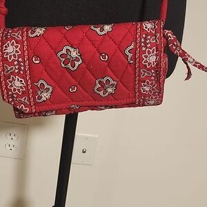 Red Vera Bradley small cross body velcro closure purse wallet clutch